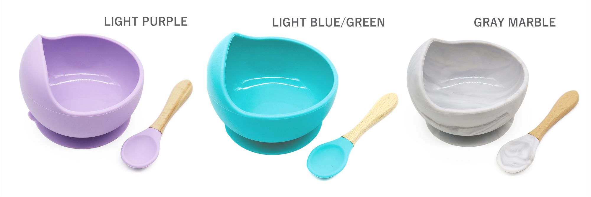 Magic Stay-put Baby Bowl & Spoon Set in Brilliant Gray  Magic Stay-put Baby Bowl & Spoon Set in Brilliant Gray