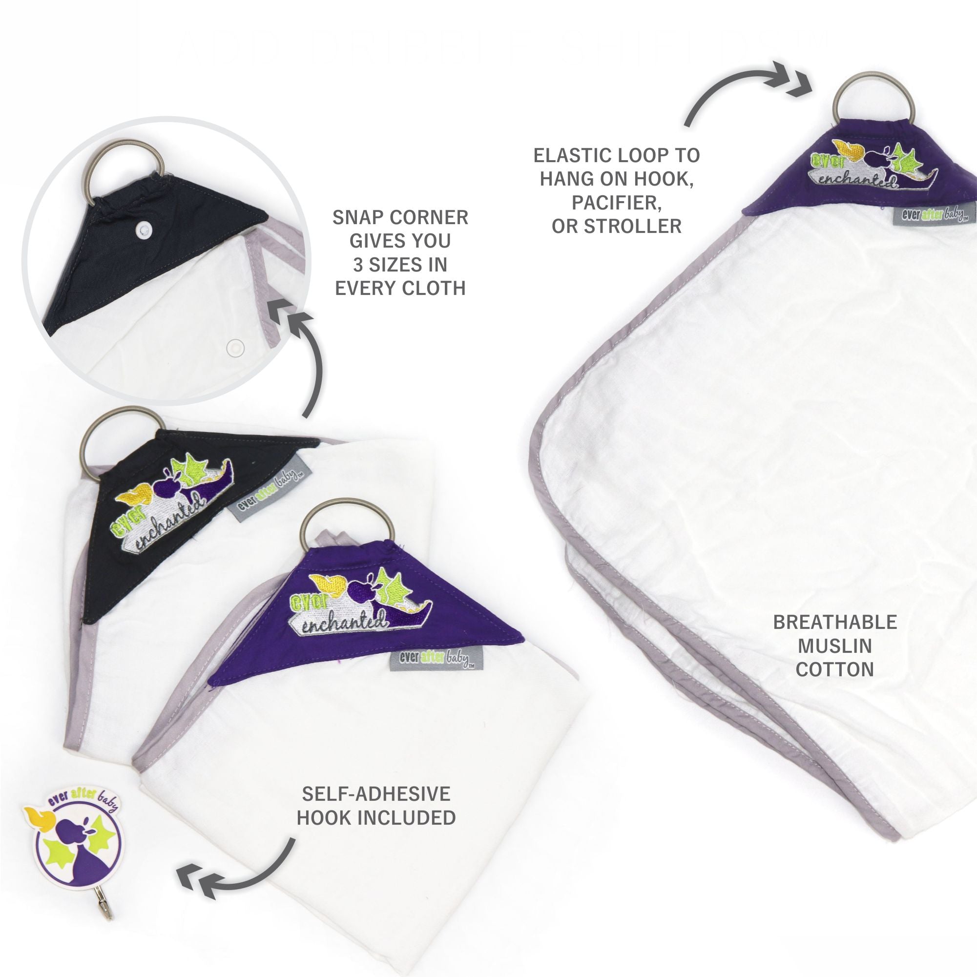 Dribble Shield™ 2-pack Multipurpose Cloths in Enchanted  Dribble Shield™ 2-pack Multipurpose Cloths in Enchanted