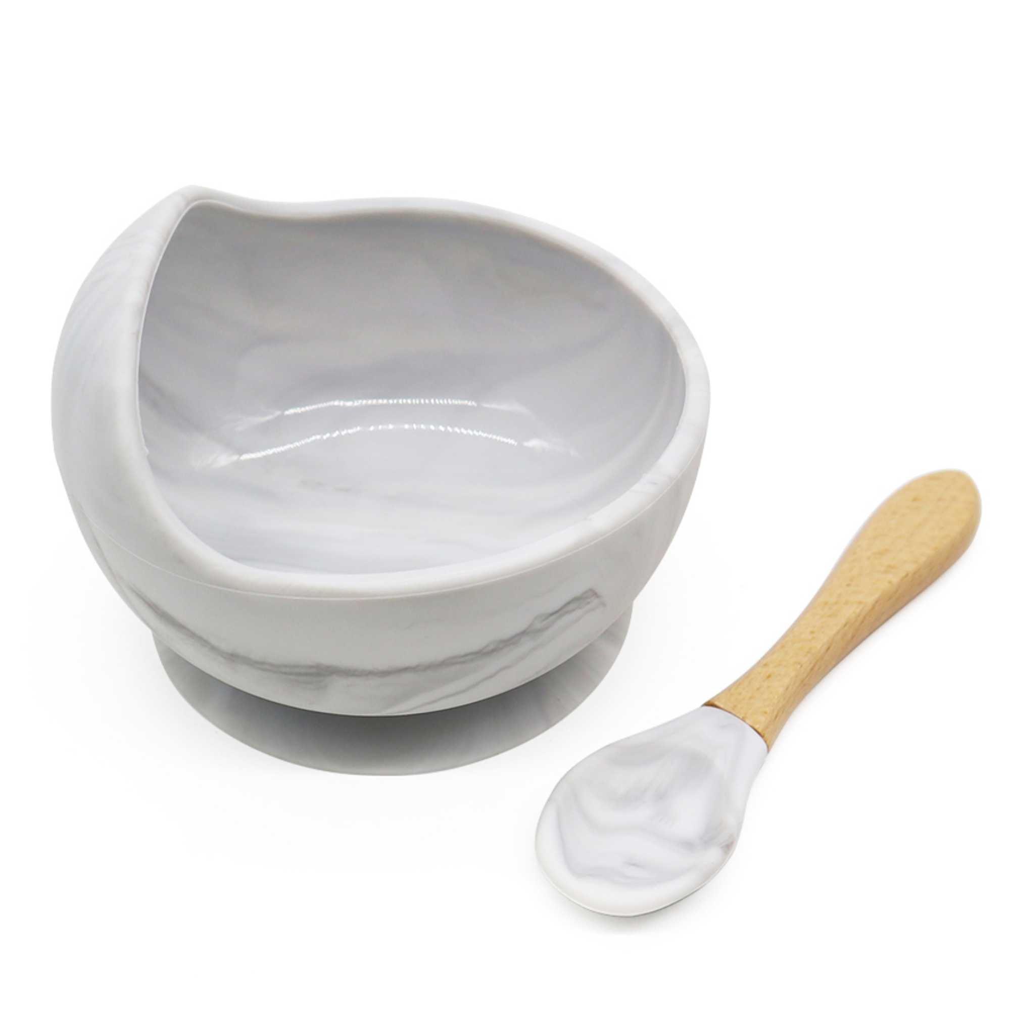 Magic Stay-put Baby Bowl & Spoon Set in Brilliant Gray  Magic Stay-put Baby Bowl & Spoon Set in Brilliant Gray