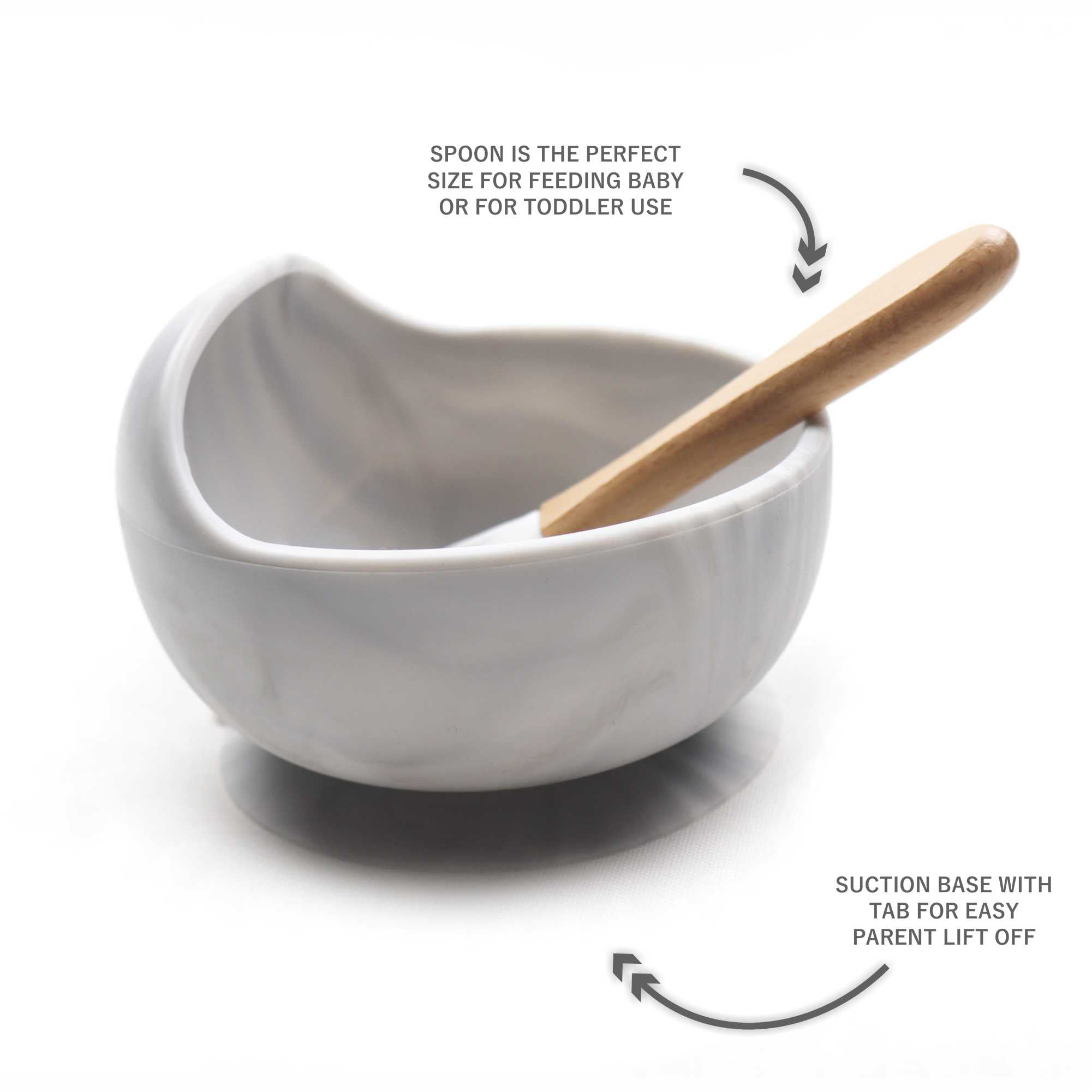 Magic Stay-put Baby Bowl & Spoon Set in Brilliant Gray  Magic Stay-put Baby Bowl & Spoon Set in Brilliant Gray