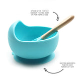Magic Stay-put Baby Bowl & Spoon Set in Charming Teal  Magic Stay-put Baby Bowl & Spoon Set in Charming Teal