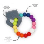 Owl Teething Ring in Brilliant Gray  Owl Teething Ring in Brilliant Gray