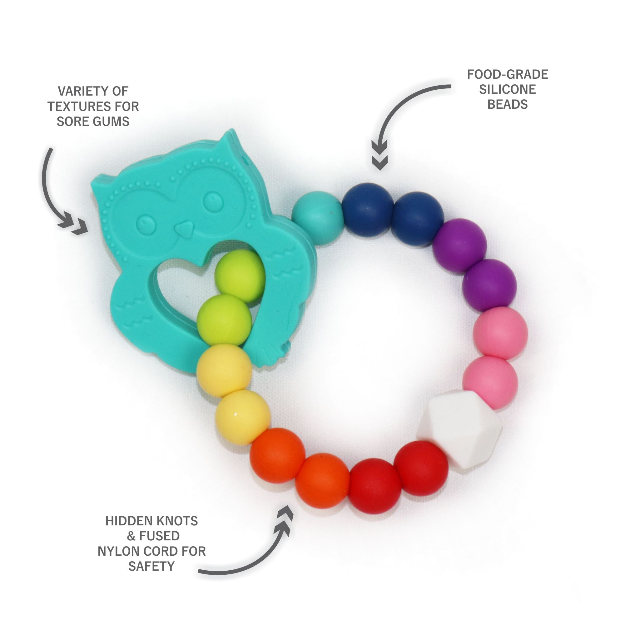 Owl Teething Ring in Charming Teal  Owl Teething Ring in Charming Teal
