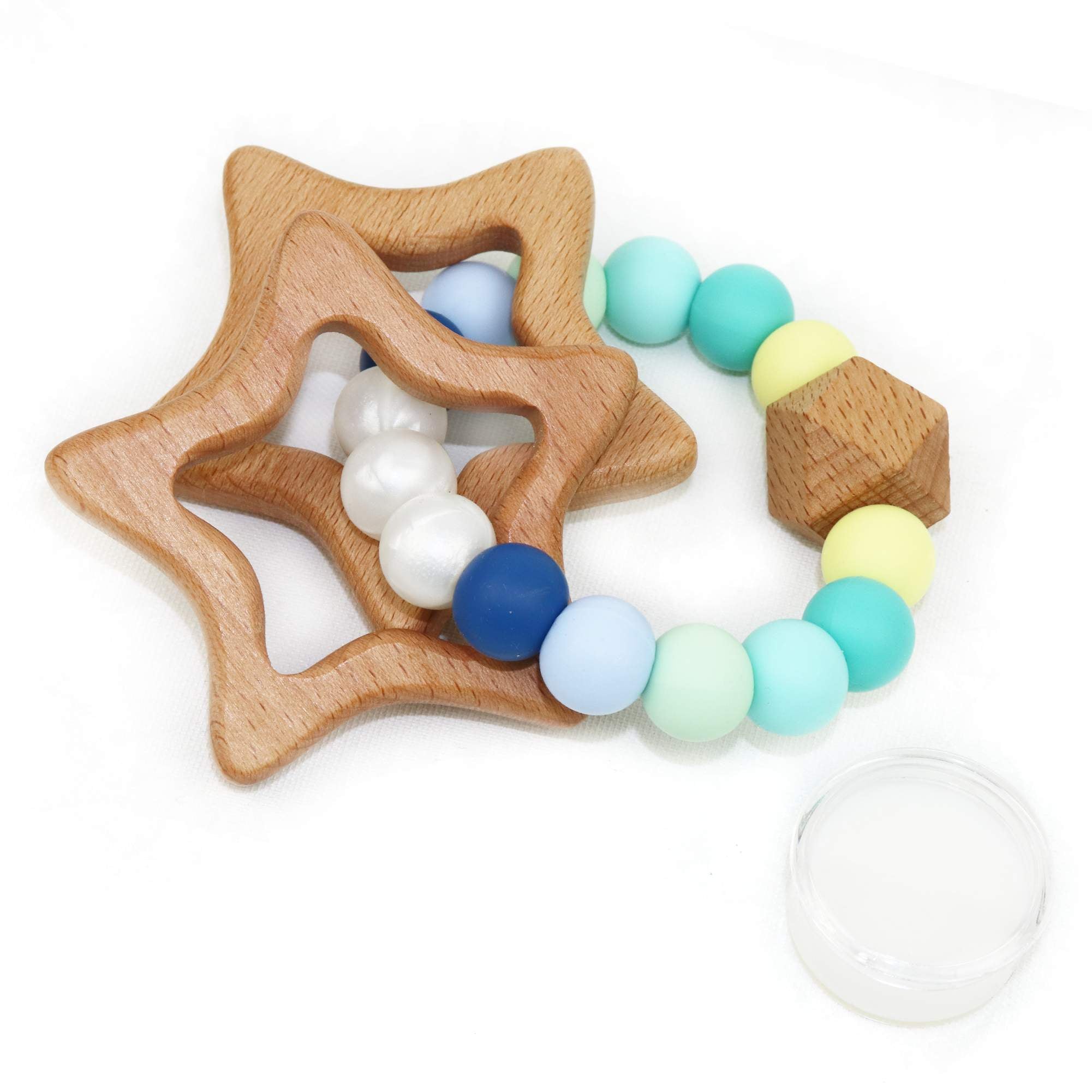 Star Rattle Teething Ring - Teal Blue  Star Rattle Teething Ring - Teal Blue