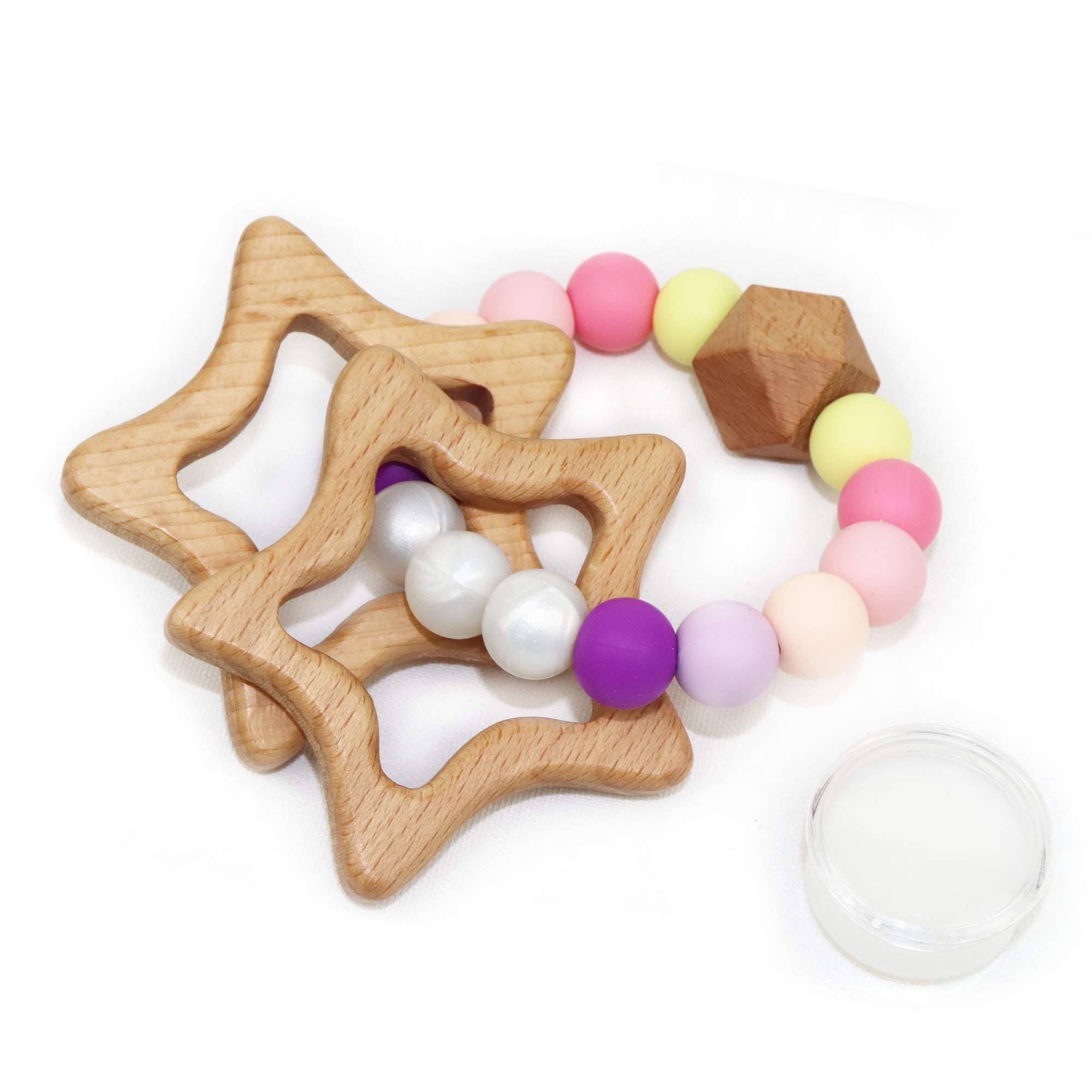 Star Rattle Teething Ring - Purple Pink  Star Rattle Teething Ring - Purple Pink