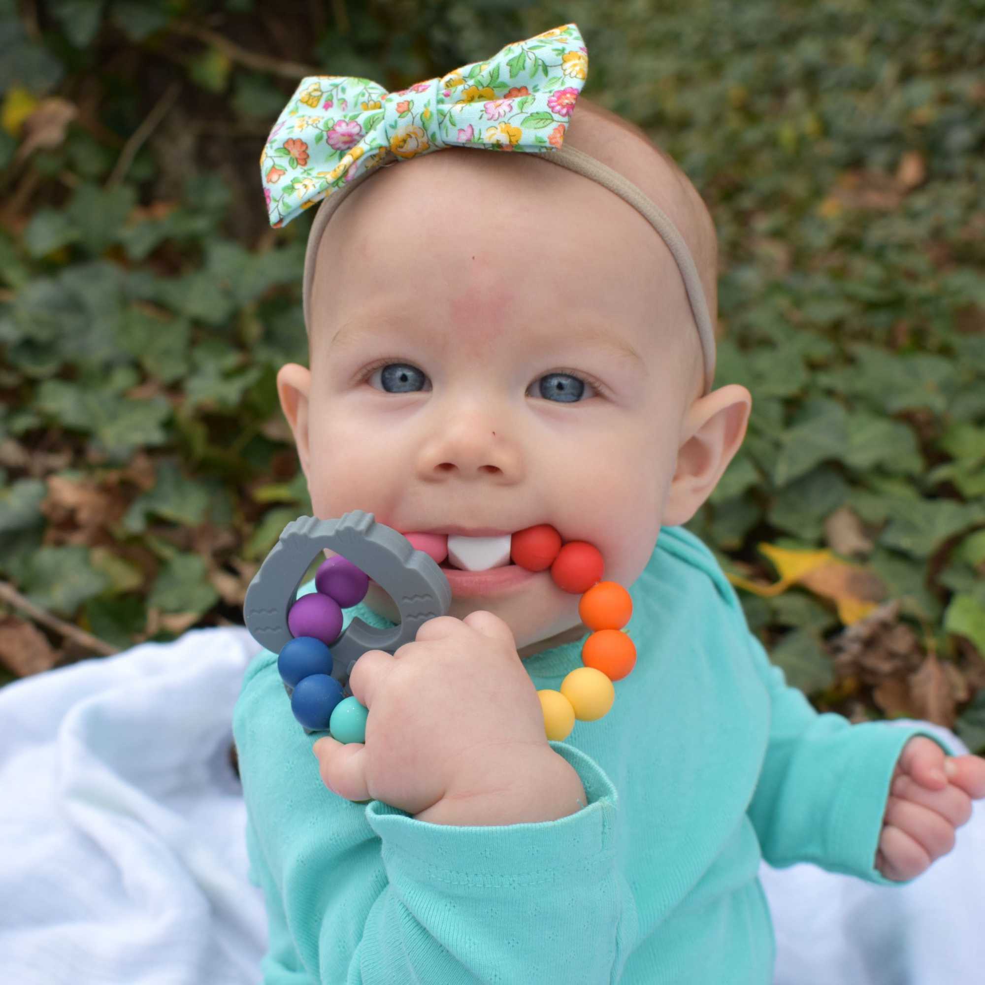 Owl Teething Ring in Charming Teal  Owl Teething Ring in Charming Teal