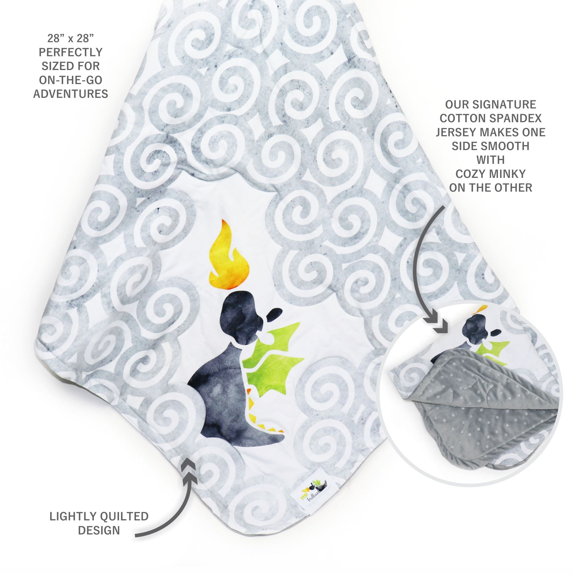 Stroller Blanket in Brilliant Gray Dragon